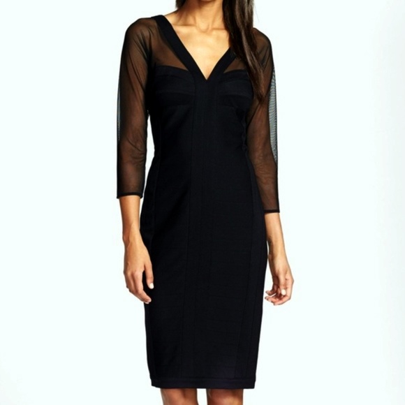 Tadashi Shoji Dresses & Skirts - Tadashi Shoji Illusion Bodice Black Sheath Dress